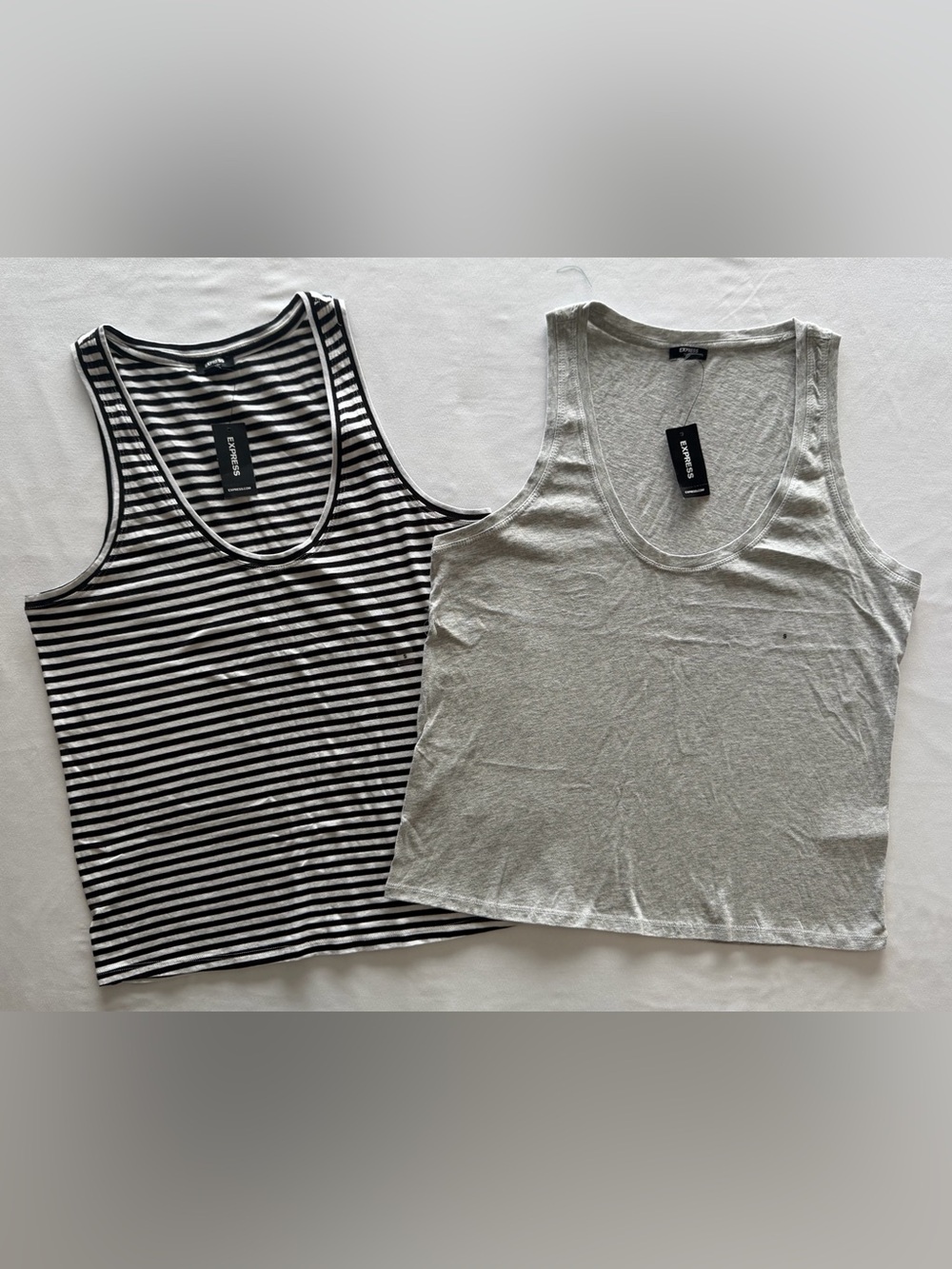 Express Women’s Tank Tops 2 Pack Size S Gray Striped Sleeveless NWT Bundle